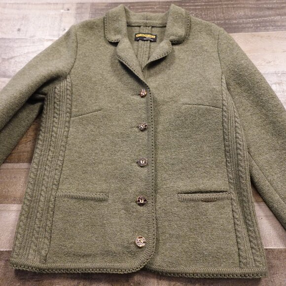 Geiger Tyrol Pure New Wool Jacket Women’s 44 Green Austrian Alpine Boiled Wool - Picture 14 of 15